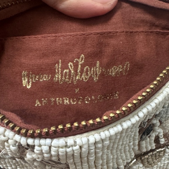 Anthropologie Beaded Crossbody Bag in Cream and Brown - Picture 3 of 6